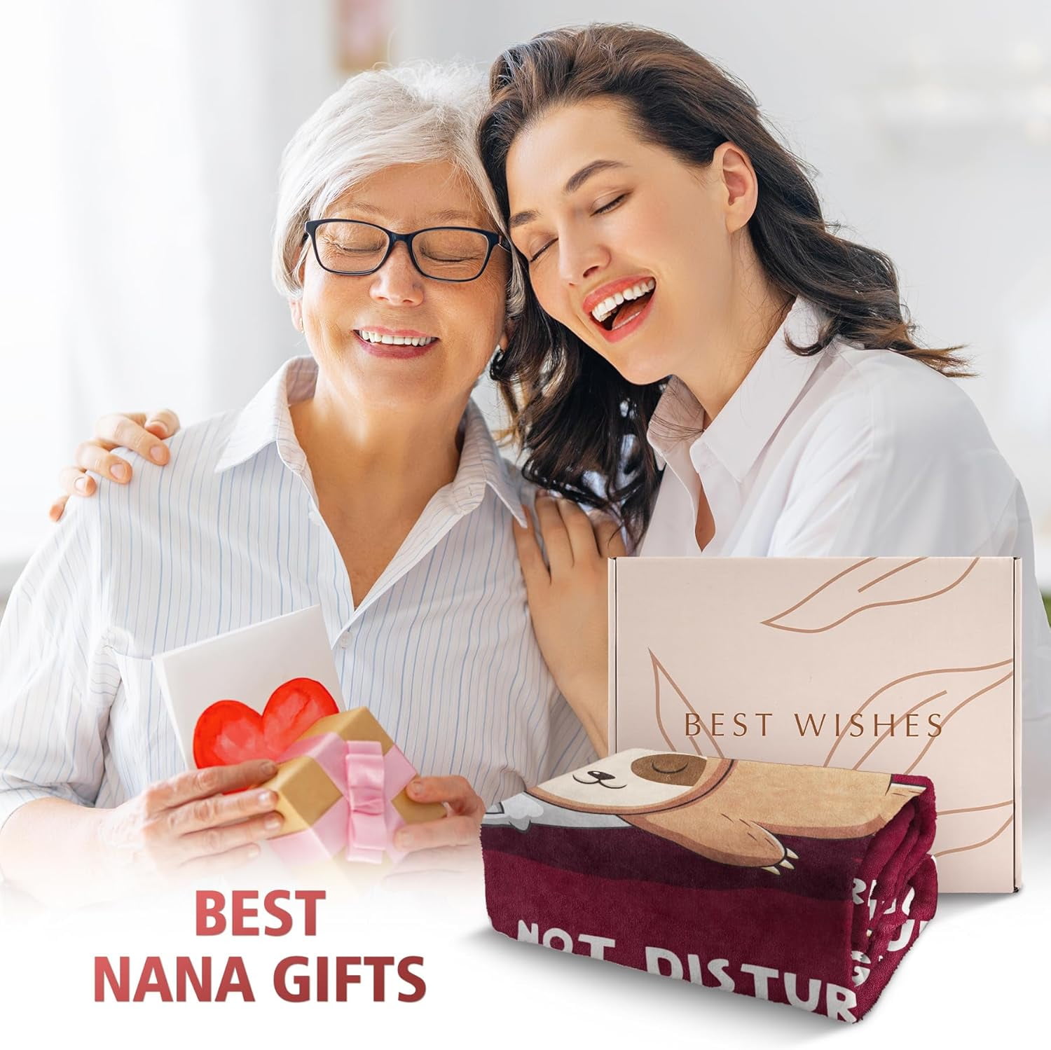 Funny Nana Gifts for Christmas, Nana is Charging Sloth Blanket, Nana Birthday Gifts, Gifts for Nana from Grandkids for Mothers Day, Soft Sloth Throws Blankets for Nana