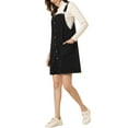 thumbnail image 4 of INSPIRE CHIC Robe en Velours Côtelé pour Femme Bretelles Ajustables Tablier Boutonné Robe Salopette avec Poches TP Noir, 4 of 6