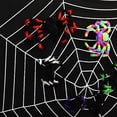 thumbnail image 5 of Halloween Spider Web and Halloween Spider, Halloween Decor Set, 29.5in Black Spider,10.8ft White Spider Web,20g Spider Silk,2pcs Small Plastic Spiders for Halloween Outdoor Patio Lawn Yard Decor, 5 of 7
