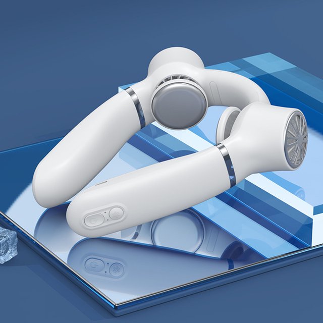 Ventilador de cuello colgante sin aspas 4000mAh Ventilador de verano para acampar (blanco)