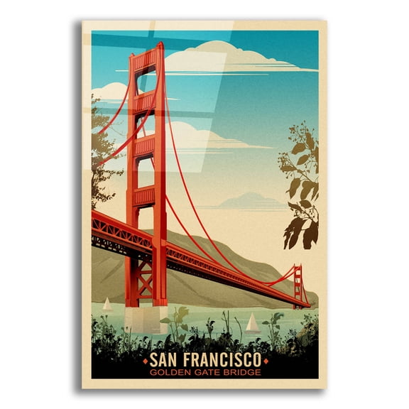 Epic Art 'Golden Gate Bridge Daybreak' by Old Red Truck, Acrylic Glass Wall Art, 16"x24"