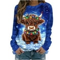 thumbnail image 2 of HOMBOM Womens Merry Sweatshirts Blue Christmas Fleece Cozy Graphic Cute Xmas Sweatshirt for Ladies Crewneck, 2 of 6