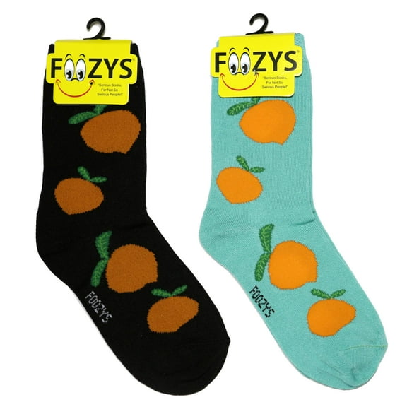 Foozys Women’s Crew Socks | Peaches Cute Delicious Fruits Print Fashion Novelty Socks | 2 Pairs Included in Two Colors