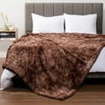 thumbnail image 6 of PAVILIA Faux Fur Throw Blanket Twin Tie-Dye Brown, Soft Warm Sherpa Blankets & Throws for Bed, Fluffy Plush Thick Fleece Throw Blanket for Couch Sofa, Reversible Furry Shaggy Blanket, Brown 60x80, 6 of 7
