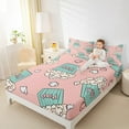 thumbnail image 4 of Feelyou Pink Cartoon Popcorn Twin Sheet Sets for Kids, Movie Lover Twin Fitted Sheet, Retro Film Cinema Flat Sheet, Ultra Soft Home Decor, 3-Piece, 4 of 7