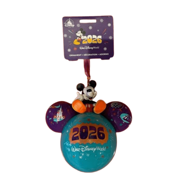 Disney Parks WDW Mickey Mouse 2026 Icon Christmas Ornament New W Tag
