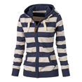 thumbnail image 3 of Women's Hoodies Sweatshirts Women Fashion Hooded Long Sleeve Pocket Zipper Rope Striped Hoodie Jacket Blue M, 3 of 3