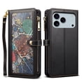 thumbnail image 2 of ESEBLE Leather For iPhone 17 Pro Case【RFID Blocking】with Multi-Card Holder Zipper Bills Slot, Soft PU Leather Magnetic Detachable Lanyard Shoulder Strap And Wristlet Wallet Case,Black, 2 of 13