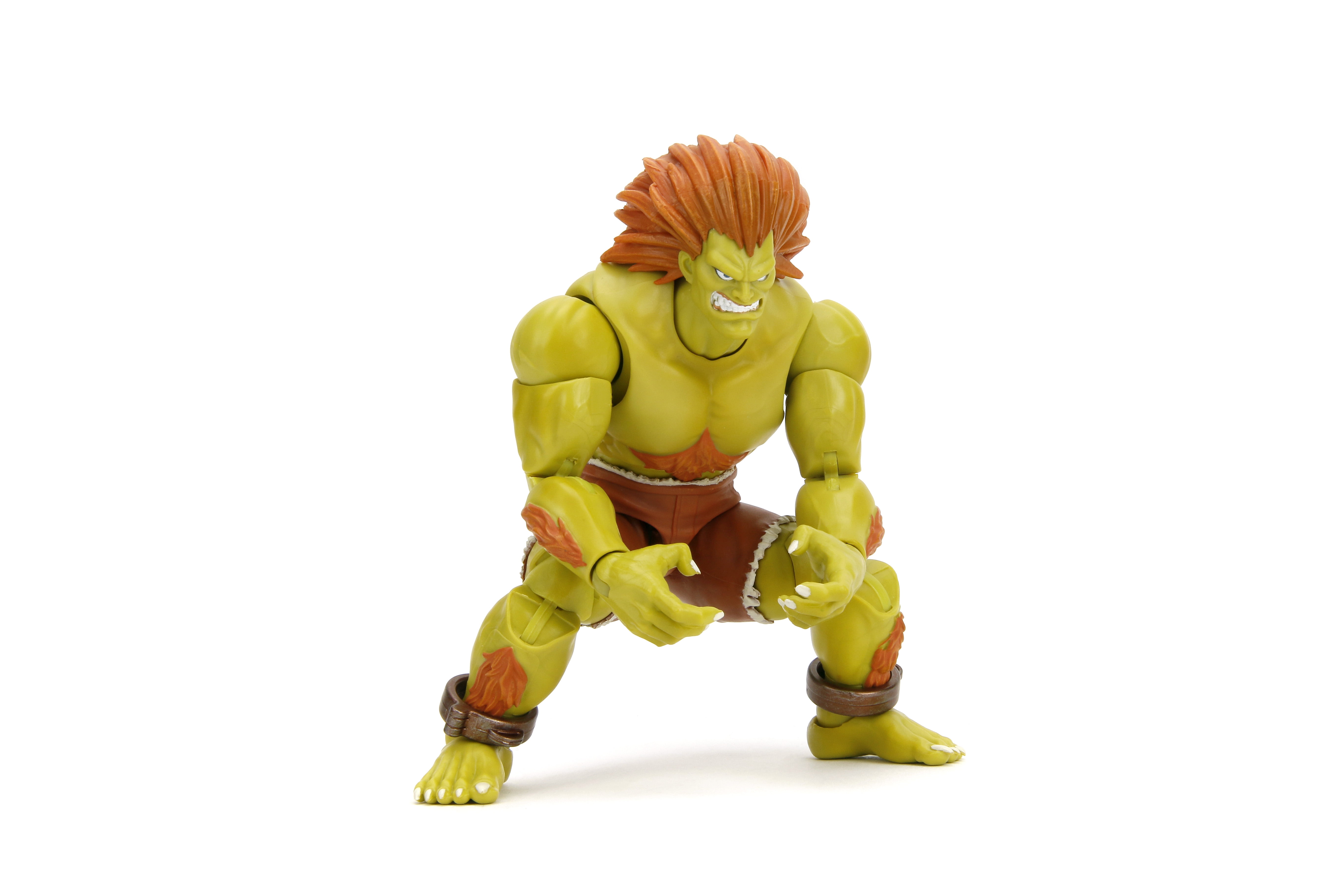 Street Fighter II Blanka Deluxe Action Figure by Jada Toys - 1:12 Scale, Highly Articulated, Interchangeable Hands & Head, Electric Thunder Accessory - 7" Tall, Video Game Collectible