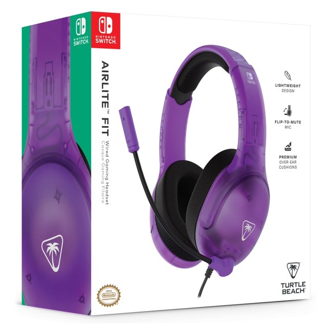 Turtle Beach Airlite™ Fit Wired Gaming Headset Officially Licensed for Nintendo Switch™, Nintendo Switch™ Lite, and Nintendo Switch™ - OLED Model - Flip-to-Mute Mic - Ghost Purple