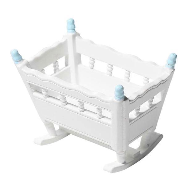 2026 1:12 Scale Dollhouse Cradle Furniture Miniature Kids Play Toys White Pink