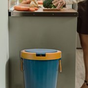 TEHAUX Plastic Garbage Container Set - Space Saving Kitchen Trash Bin Organizer