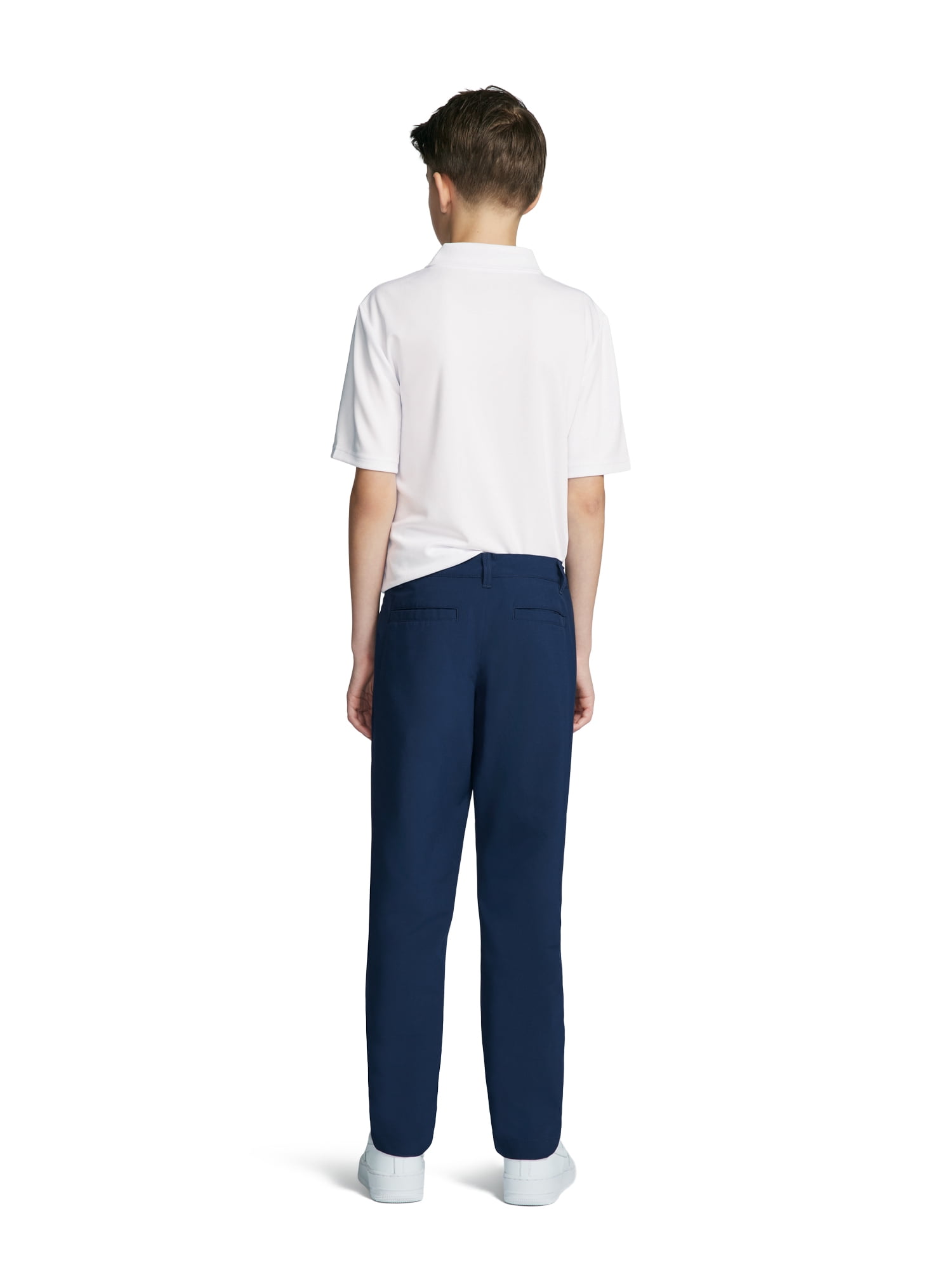 Wonder Nation Boys School Uniform Flat Front Performance Pants, Sizes 4-18 & Husky