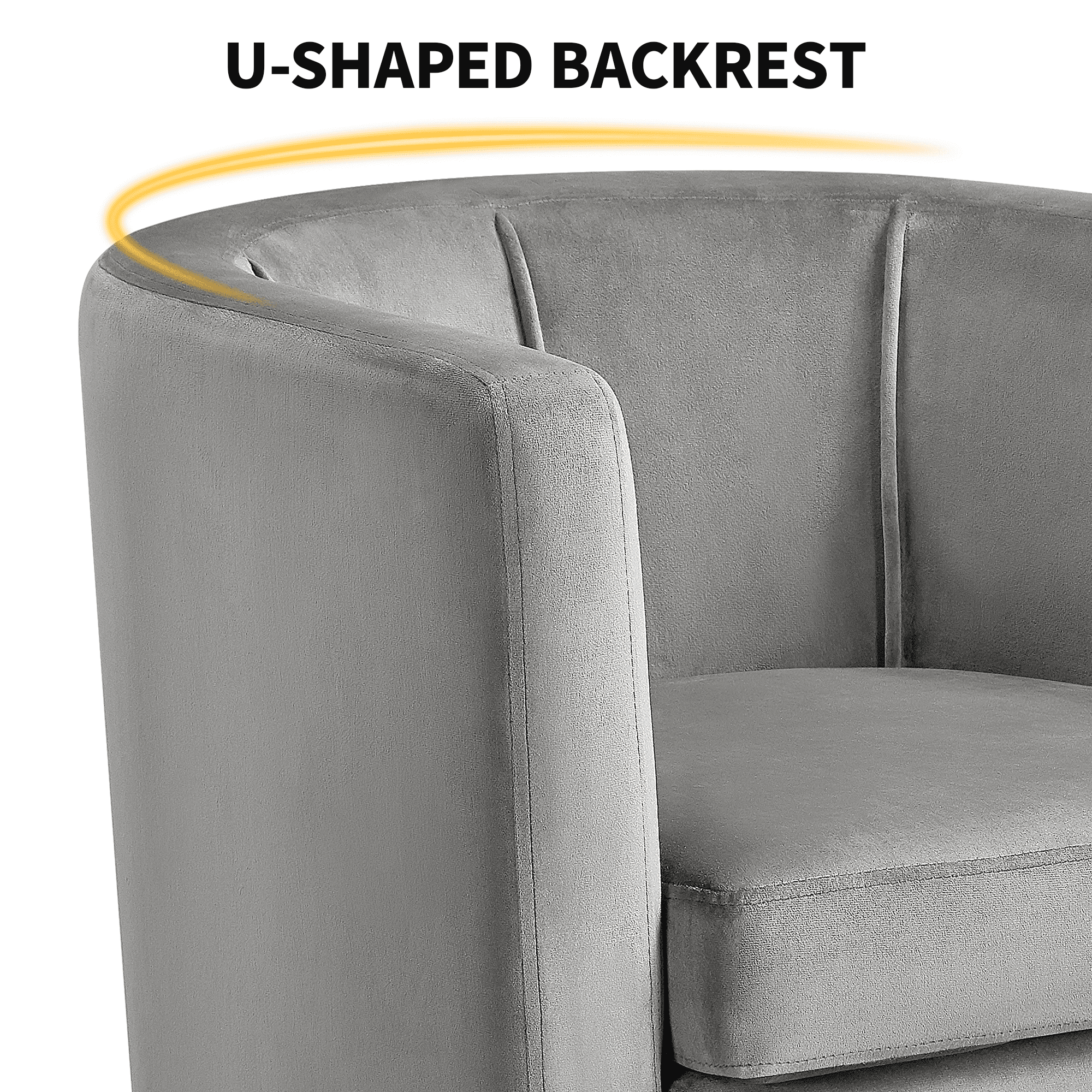Renwick Upholstered Barrel Shaped Accent Chair with Curved Backrest for Livingroom, Gray Velvet