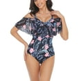 thumbnail image 2 of Aunavey One Piece Swimsuits for Women Off Shoulder Ruffle Bathing Suits Flounce Tummy Control Swimwear, 2 of 7