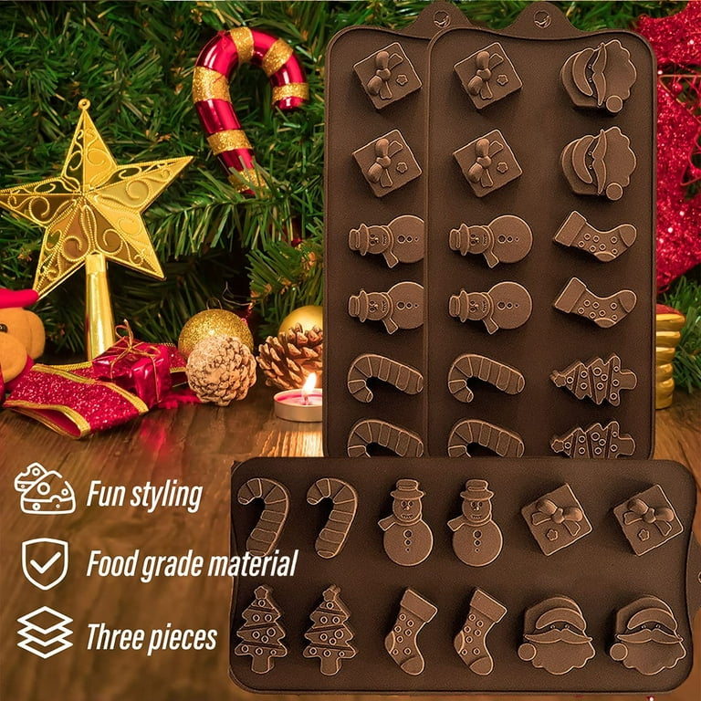 Seenda 2 Pack Christmas Silicone Molds, Christmas Chocolate Candy Trays  Baking Jelly Molds for Party Cake Decoration with Various Christmas Themed  Shapes 