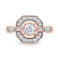 thumbnail image 2 of 1.22 CT Round & Baguette Cut White Cubic Zirconia Milgrain Halo Ring In 14K Rose Gold Plated 925 Sterling Silver (Color: White, Clarity: VVS1-VVS2, 1.22 Cttw) -4.5, 2 of 7