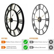 Large Metal Wall Clock 24 Cutout Decorative wall clocks Analog Clocks for Living Room Steampunk Black