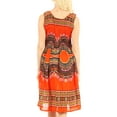 thumbnail image 2 of Sakkas Darcia Women's Casual Summer Cocktail Elastic Stretchy Dashiki Print Dress - Orange - One Size, 2 of 5