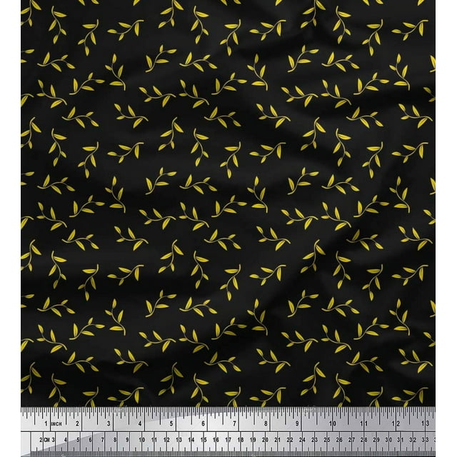 Soimoi Rayon Fabric Artistic Leaves Print Fabric by the Yard 42 Inch Wide