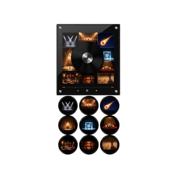 Fridge Magnet Music Player Set with 9 Vinyl Style Discs ,Mini vinyl record player‑inspired magnetic music box with 9 NFC discs and phone‑free playback for home decor and gifting(B)