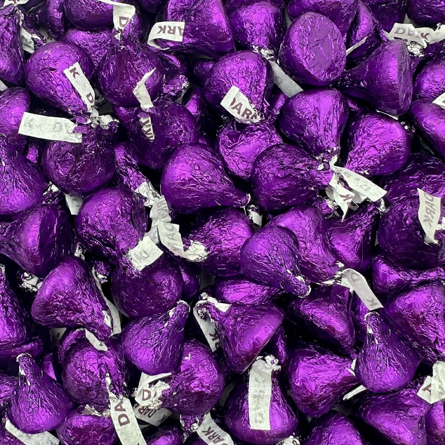 HERSHEY'S KISSES Dark Chocolate, Purple Foil, 4 LBS Bag, Party