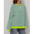 thumbnail image 4 of Women Oversized Striped Color Block Long Sleeve Crew Neck Sweatshirt Casual Loose Pullover Y2K Shirt Top, 4 of 7