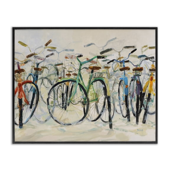 Stupell Industries Group of Bicycles Transportation Painting Black Framed Art Print Wall Art, 14 x 11