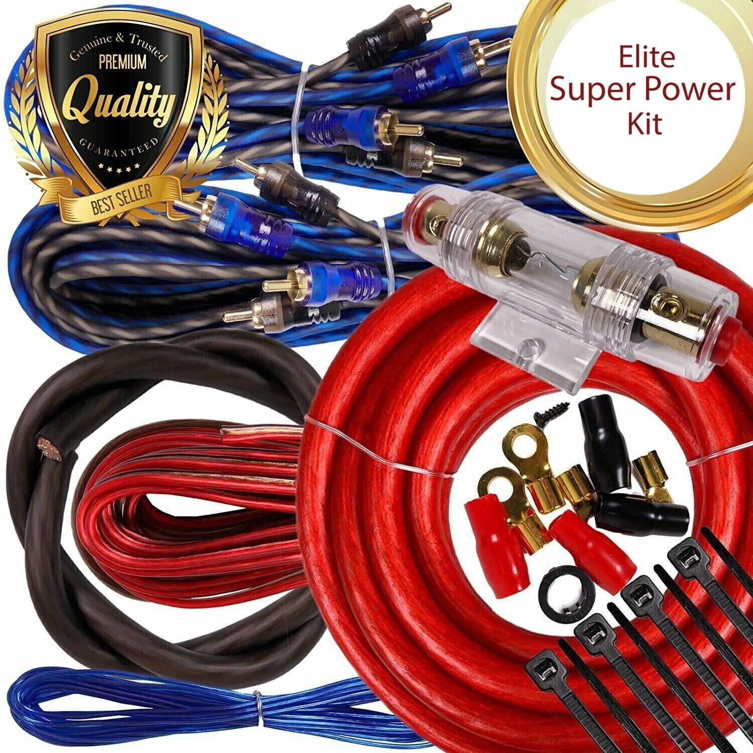 Complete 4 Channels 2500W 4 Gauge Amplifier Installation Wiring Kit Amp