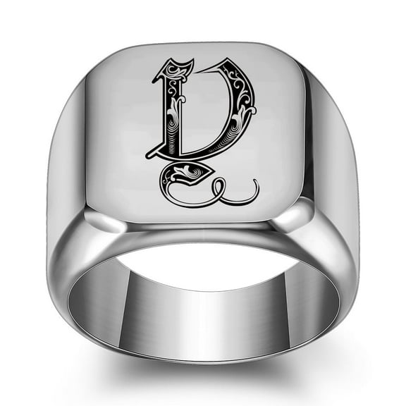 Z.LP Men’s Statement Ring: Engraved Initial “Y” Signet Ring,
