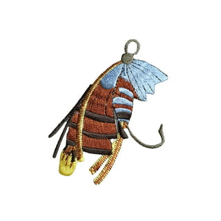 Trout Striped Fly Fishing Embroidered Patch Iron On Fisherman BLK