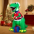 thumbnail image 4 of Costway 6FT Inflatable Christmas Dinosaur Dinosaur Decoration with LED Lights & Gift Box, 4 of 10