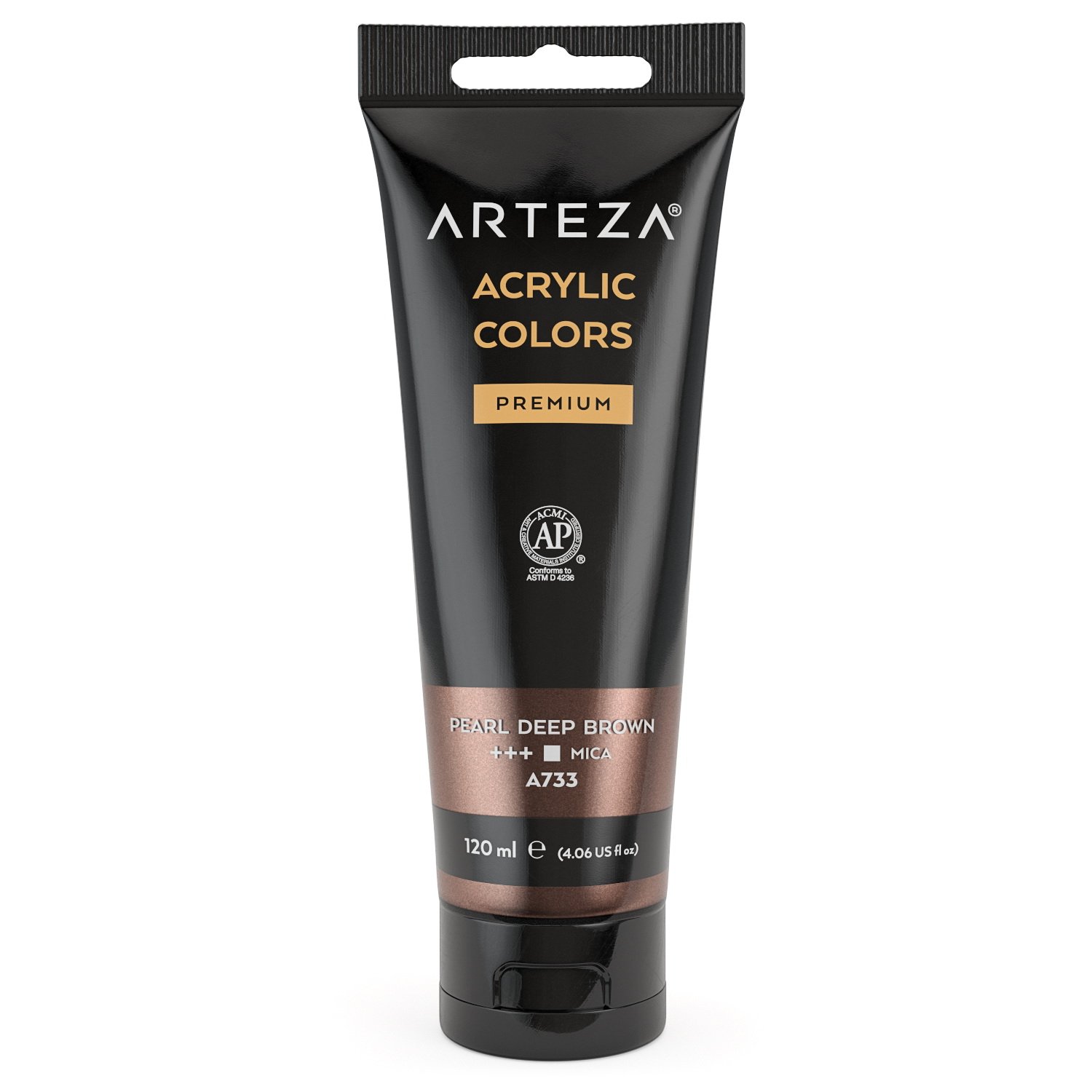 Arteza Metallic Acrylic Artist Paint, Pearl Deep Brown A733, 120ml