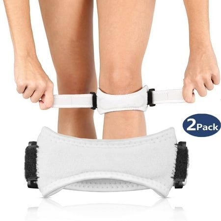 Patella Knee Strap for Knee Pain Relief - Knee Brace Support for Hiking, Soccer, Basketball, Running, Jumpers Knee, Tennis, Tendonitis, Volleyball & Squats, 2 PACK,