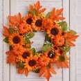 thumbnail image 1 of  Simulation Sunflower Maple Leaf Wreath Thanksgiving Halloween Garland Home Decorations for Front Doors Windows Pillars, 1 of 8