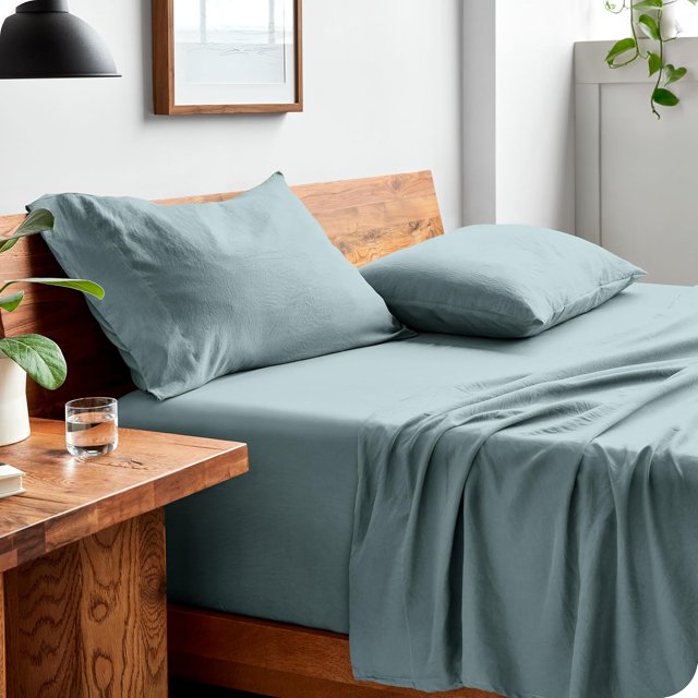 Washed King Sheet Set Premium UltraSoft Microfiber Bed Sheets Double Brushed Hypoallergenic Stain (King Washed Pebble Beach)