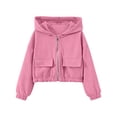 thumbnail image 3 of HAOTAGS Girls Hooded Windbreaker Jacket (4T–13) Warm, Windproof, Zip-Up Casual Coat with Pockets for Kids Hot Pink Size 6, 3 of 10