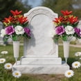 thumbnail image 5 of Artificial Peacock Rose Cemetery Flowers, Memorial Grave Decoration Bouquet with Vase, Fade Resistant Outdoor Floral Arrangement for Cemetery Holiday Tribute Remembrance, 5 of 7