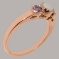 thumbnail image 4 of LBG British Made 9k Rose Gold Natural Opal & Amethyst Womens Promise Ring - 33 size options - Size 10.75, 4 of 7