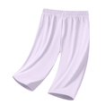 thumbnail image 5 of Wutalume Women's Casual Cotton Linen Drawstring Elastic Waist Straight Leg Capri Pants with Pockets Summer Beach,Purple M, 5 of 7