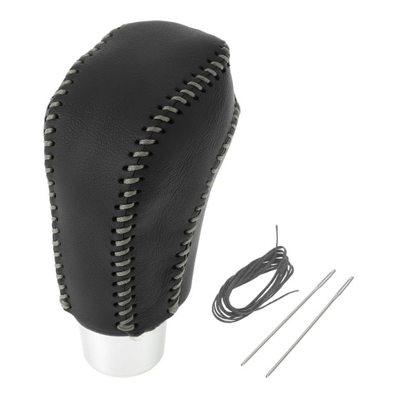 Unique Bargains Gear Shift Knob Cover Stick Shifting Handle Protector for Volkswagen Jetta 2012-2019 Black Grey Faux Leather 1 Pc Anti-Slip Car