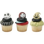 2pcs The Nightmare Before Christmas Rings, Halloween Cupcake Decorations Featuring Jack, Sally, And Oogie Boogy - 24 Pack