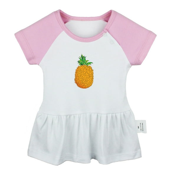 Fruit Pineapple Pattern Dresses For Baby, Newborn Babies Skirts, Infant Princess Dress, 0-24M Kids Graphic Clothes (Pink Raglan Dresses, 18-24 Months)
