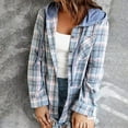 thumbnail image 2 of Diufon Womens Plus Size Drawstring Hoodies Plaid Printed Shirts Button Long Sleeve Tops with Pockets, 2 of 7