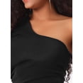 thumbnail image 5 of DARING DIVA Women's Ruched Bodycon Sleeveless One Shoulder Long Dresses XS Black, 5 of 6