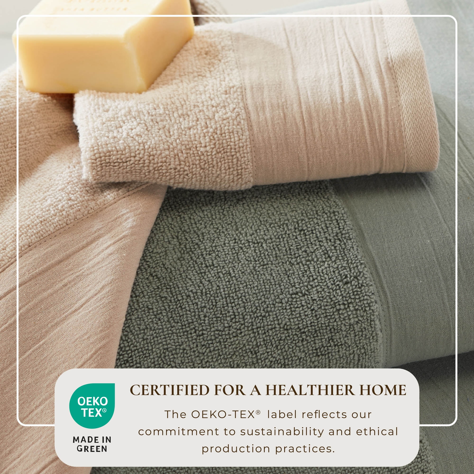 Ultra-Soft Cotton and Modern Linen-Like Border 6 Pack Hand Towel Set