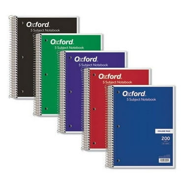 Coil-Lock Wirebound Notebooks, 5 Subjects, Medium/College Rule, Assorted Color Covers, 11 x 8.5, 200 Sheets