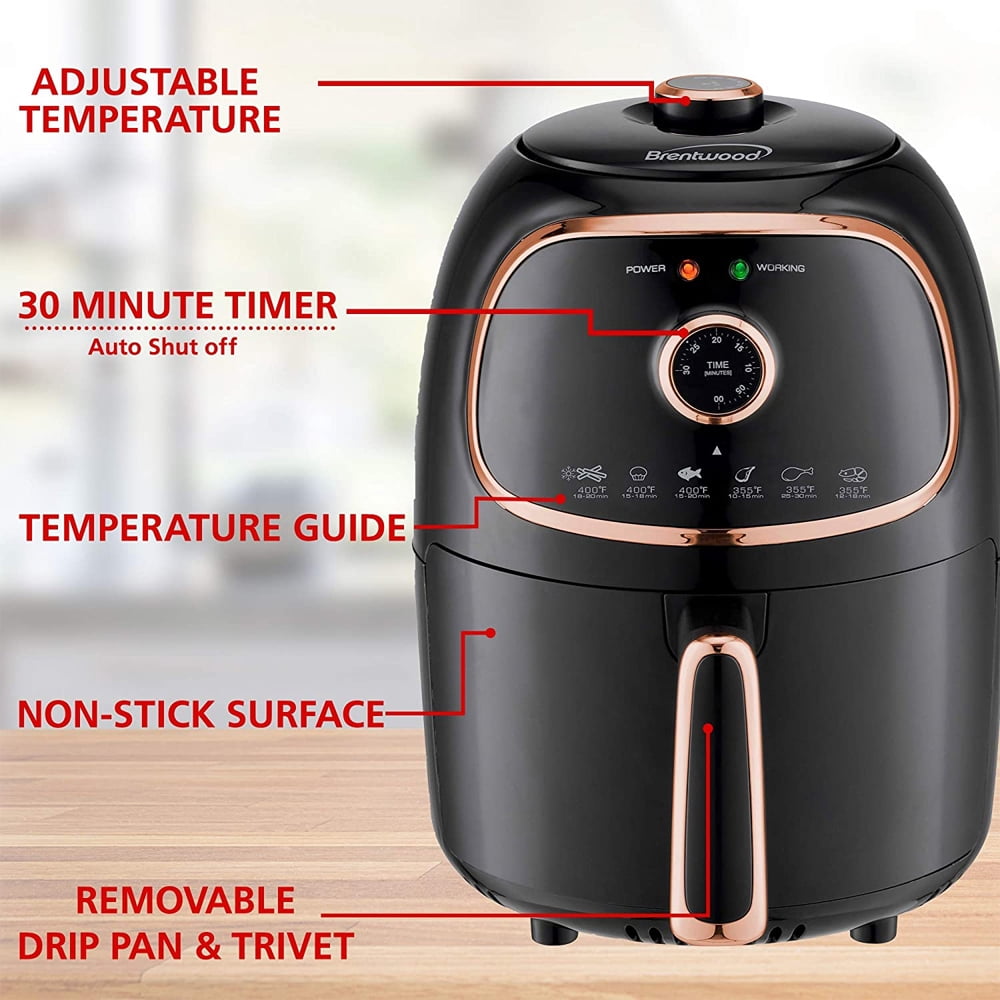 Brentwood Appliances AF-202BKC 2 Quart Small Air Fryer Copper with Timer and Temp Control