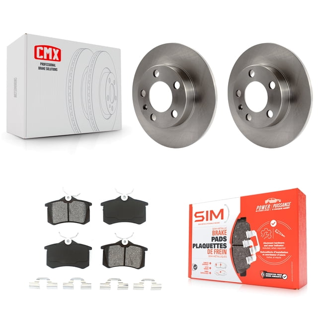 Transit Auto Rear Disc Brake Rotors and Semi-Metallic Pads Kit for Car 2007-2010 Volkswagen Beetle K8S-101731