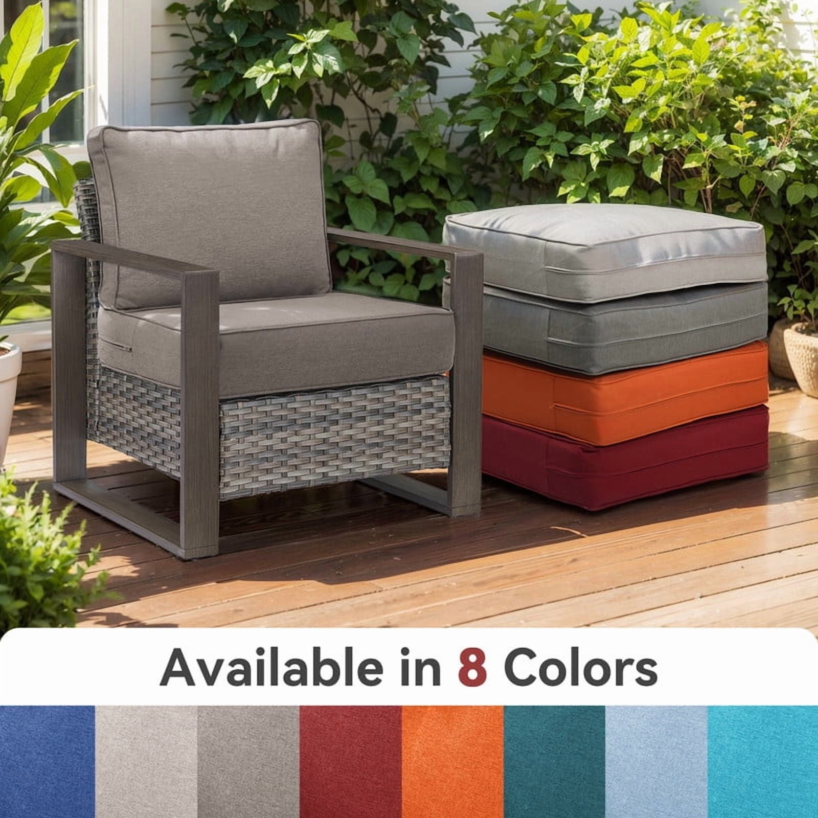 Gymojoy 24 in. x 24 in. x 6 in.Deep Seat Cushion Set, Olefin 4-Piece Deep Seating Outdoor Replacement Lounge Chair loveseat Sofa Cushion in Gray